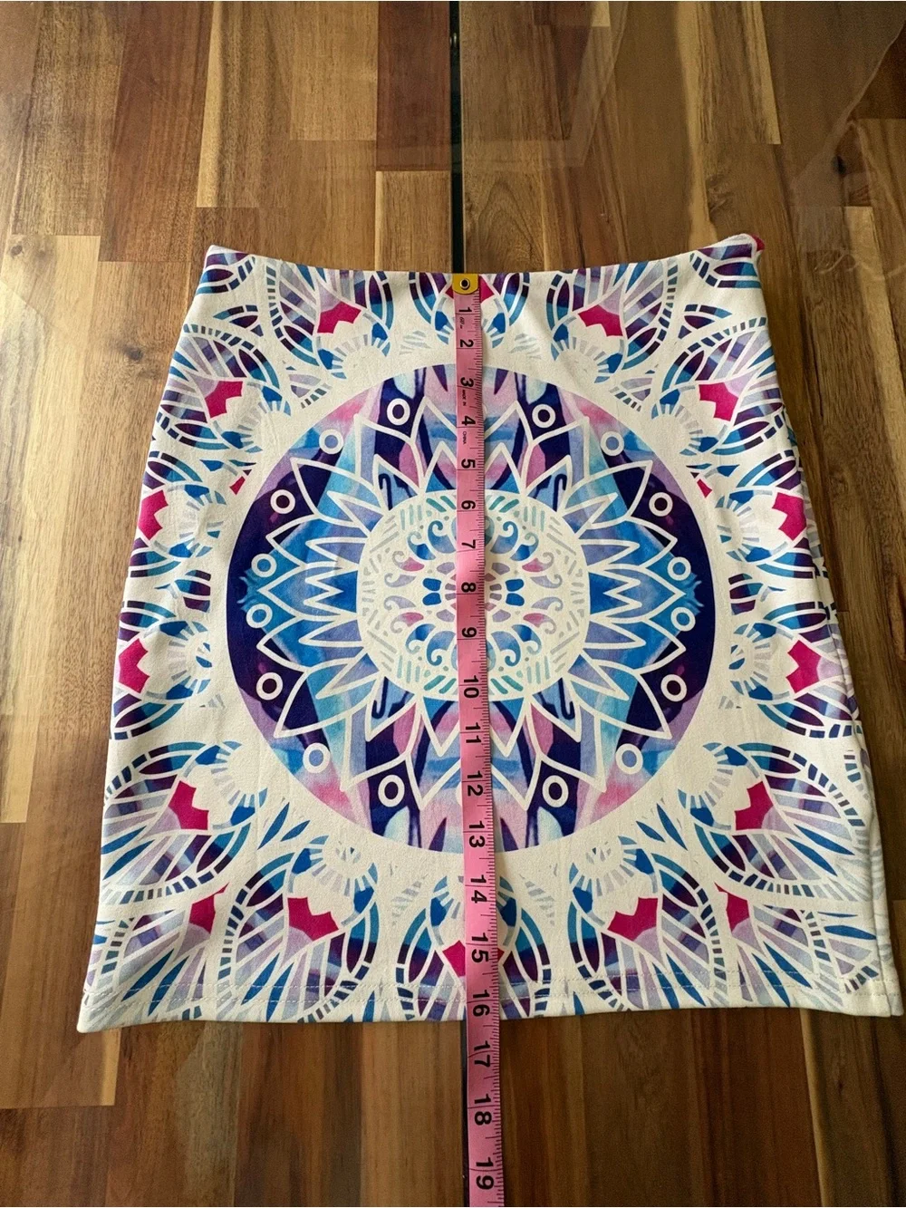 NWT Sz 8 E-Lady Vibrant Blue & Purple Mandala Print Mini Pencil Bodycon Skirt